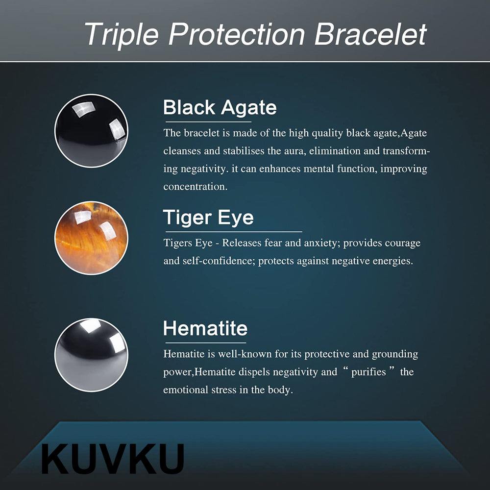KUVKU Bead Bracelets Triple Protection Bracelet