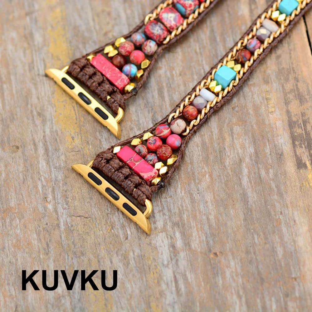 KUVKU Watch Bands  Handmade Beaded Boho Watch Bracelet Band
