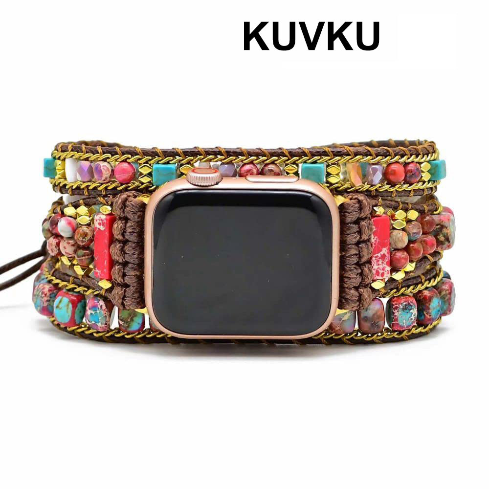 KUVKU Watch Bands  Handmade Beaded Boho Watch Bracelet Band