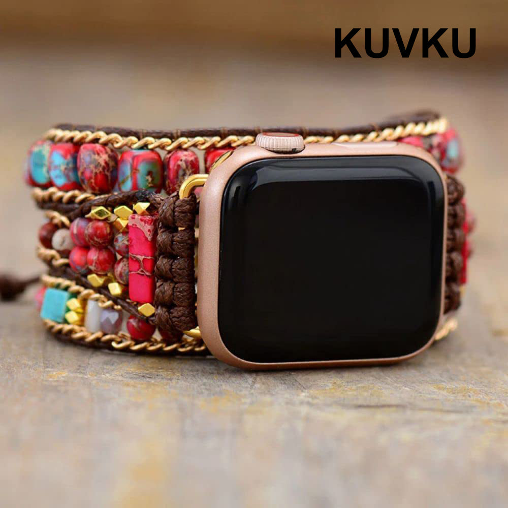 KUVKU Watch Bands  Handmade Beaded Boho Watch Bracelet Band
