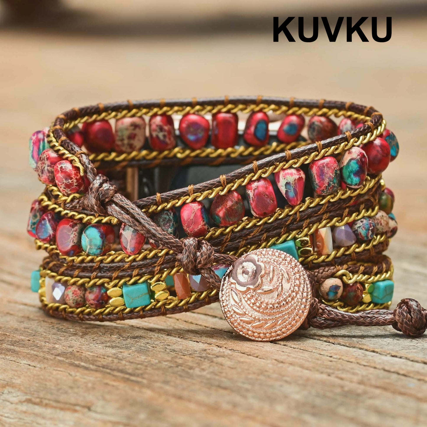 KUVKU Watch Bands  Handmade Beaded Boho Watch Bracelet Band
