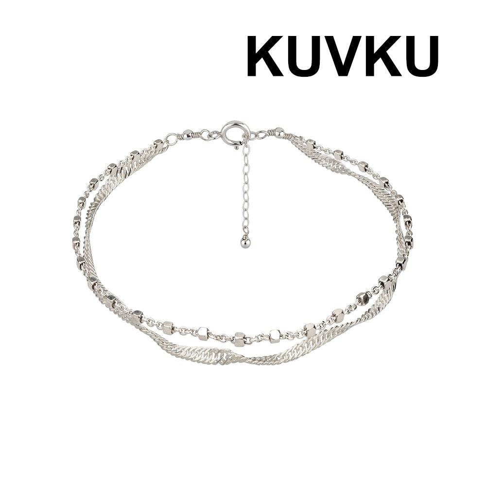 KUVKU Bangle bracelets Double-Layered Sterling Silver Bracelet