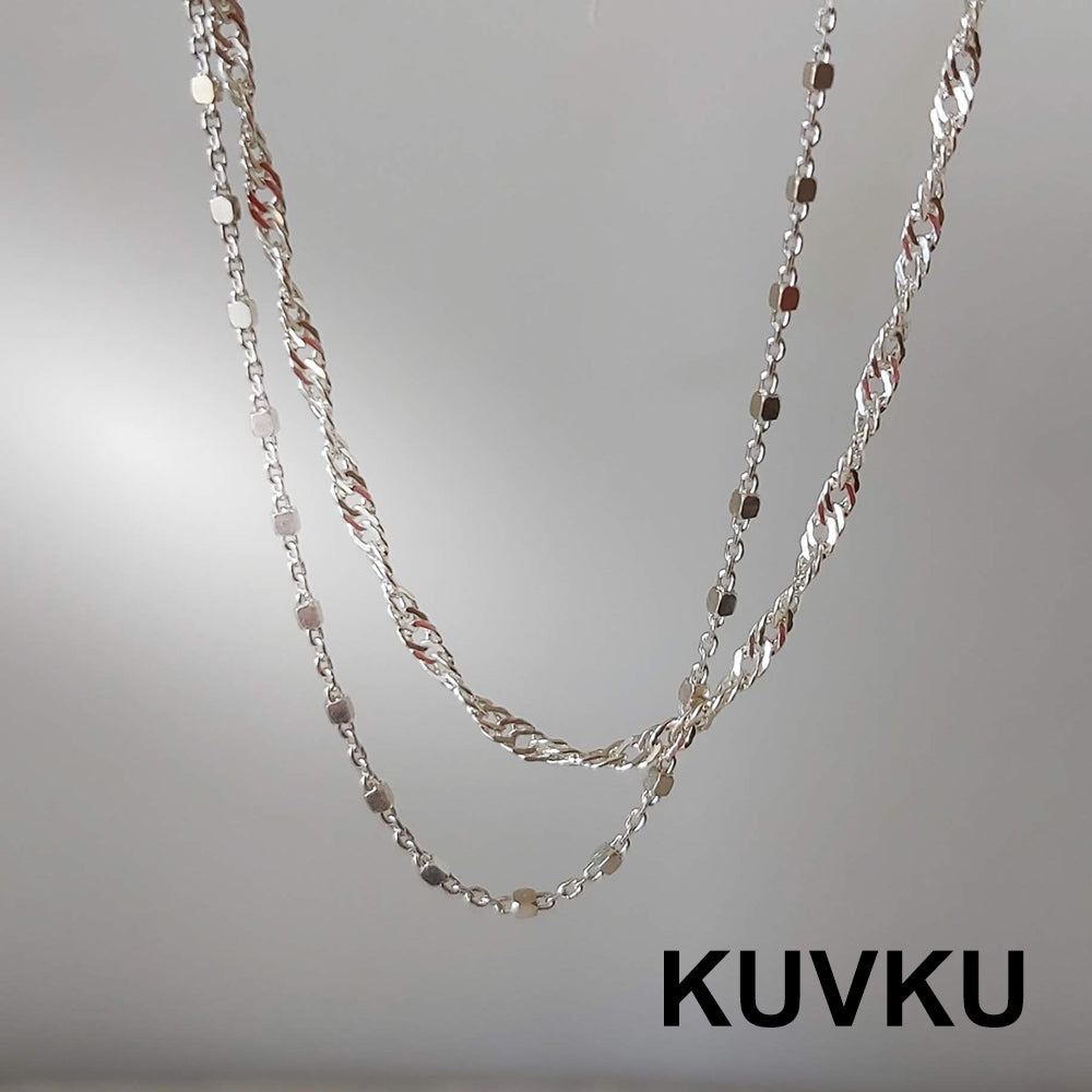 KUVKU Bangle bracelets Double-Layered Sterling Silver Bracelet