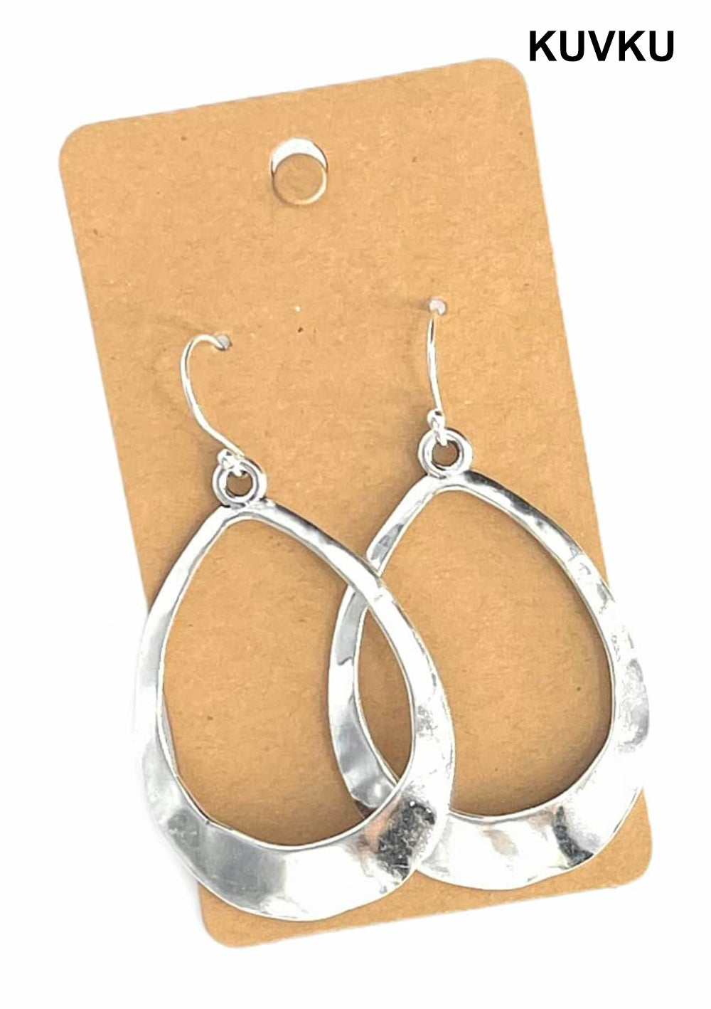 KUVKU Hoop Earrings Large Teardrop Hoop on Sterling Silver Earrings