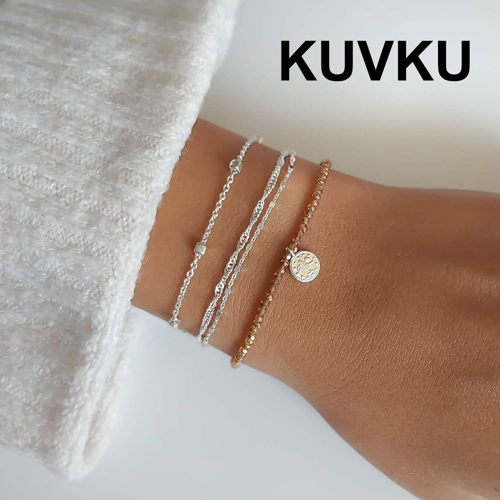KUVKU Bangle bracelets Double-Layered Sterling Silver Bracelet
