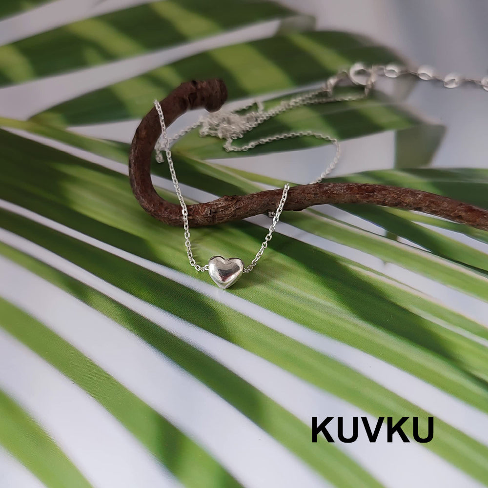 KUVKU Choker Necklaces Sterling Silver Heart Necklace