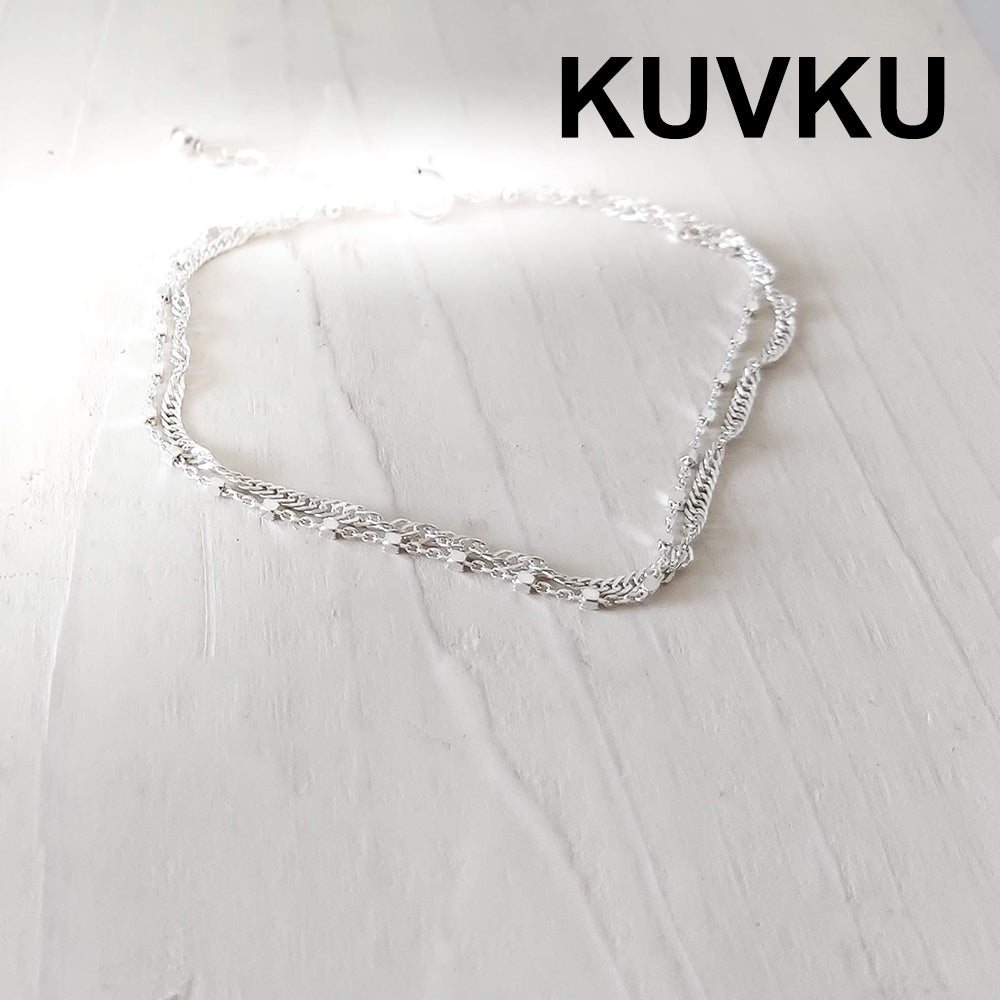 KUVKU Bangle bracelets Double-Layered Sterling Silver Bracelet