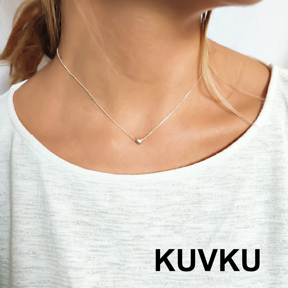 KUVKU Choker Necklaces Sterling Silver Heart Necklace