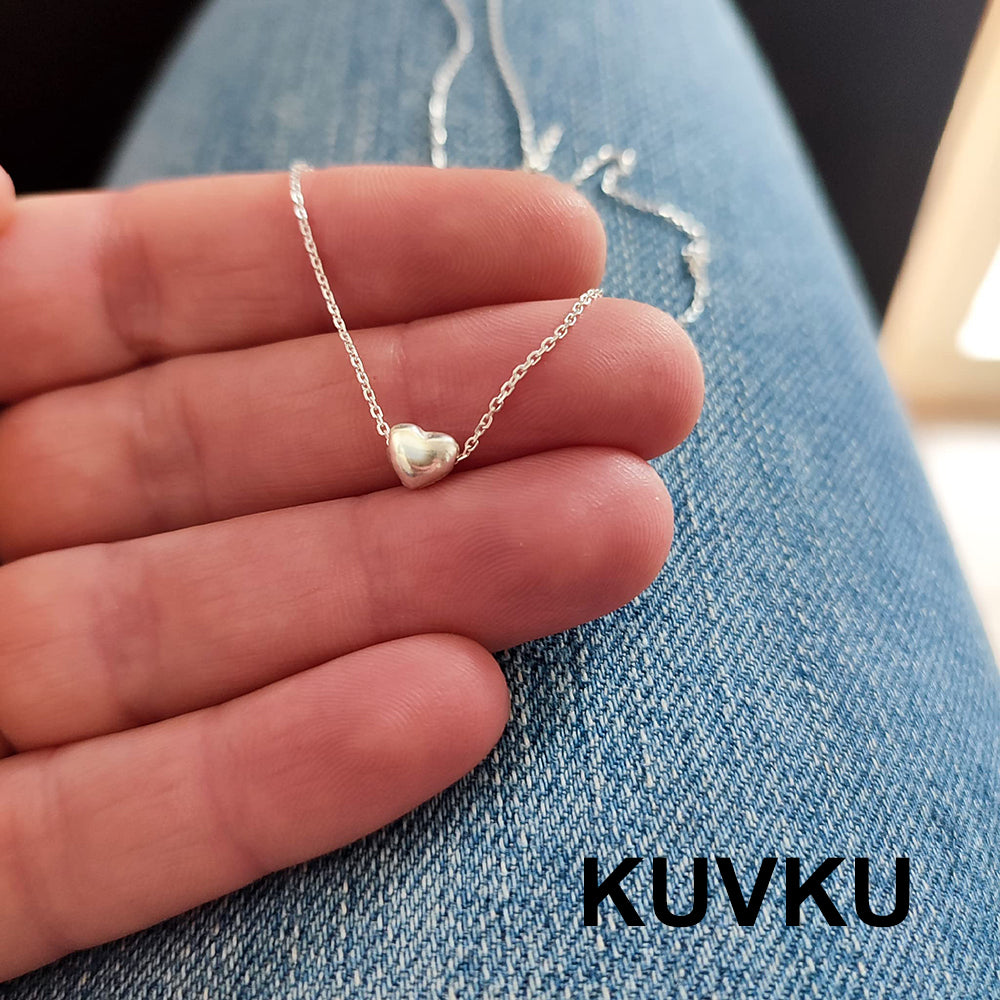 KUVKU Choker Necklaces Sterling Silver Heart Necklace