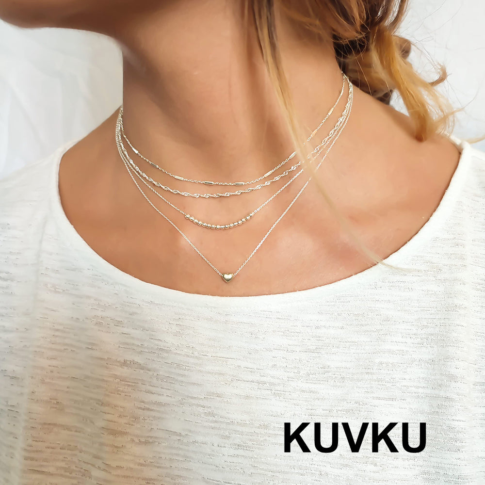 KUVKU Choker Necklaces Sterling Silver Heart Necklace
