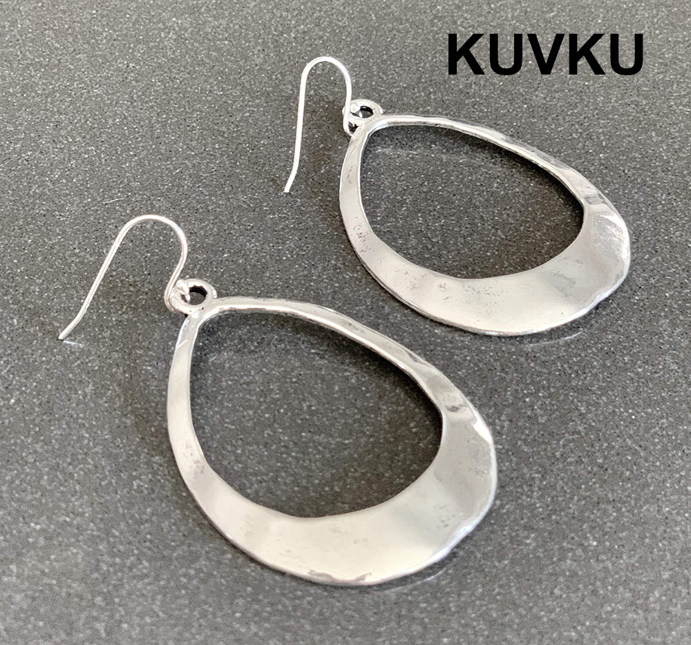 KUVKU Hoop Earrings Large Teardrop Hoop on Sterling Silver Earrings