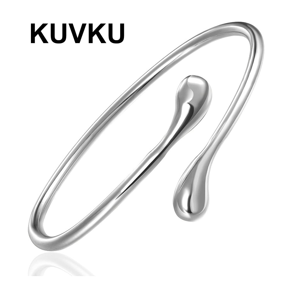 KUVKU Bracelet for Women 925 Sterling Silver Open Bangle Bracelet