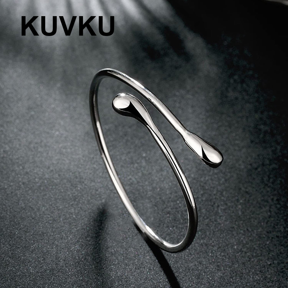 KUVKU Bracelet for Women 925 Sterling Silver Open Bangle Bracelet