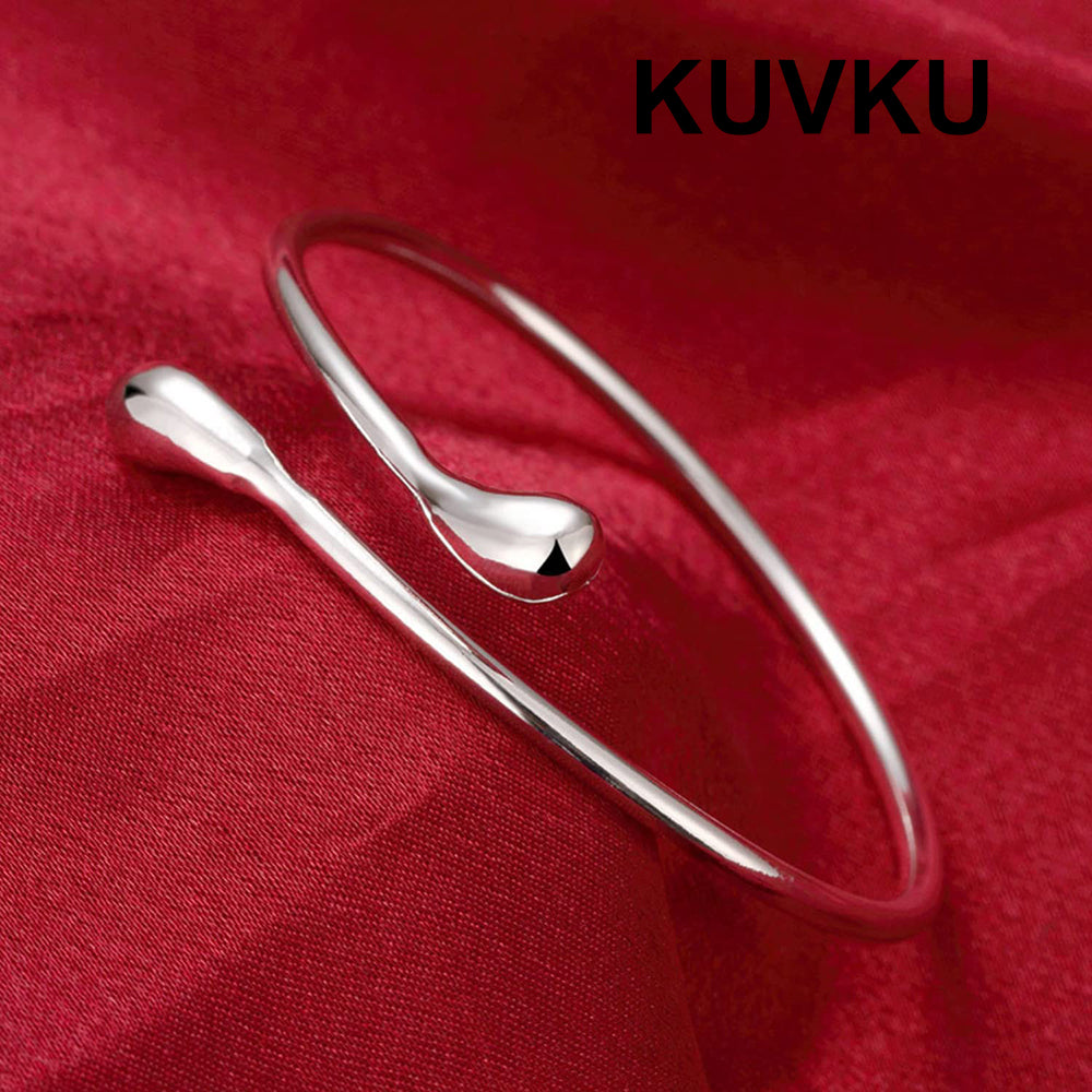 KUVKU Bracelet for Women 925 Sterling Silver Open Bangle Bracelet