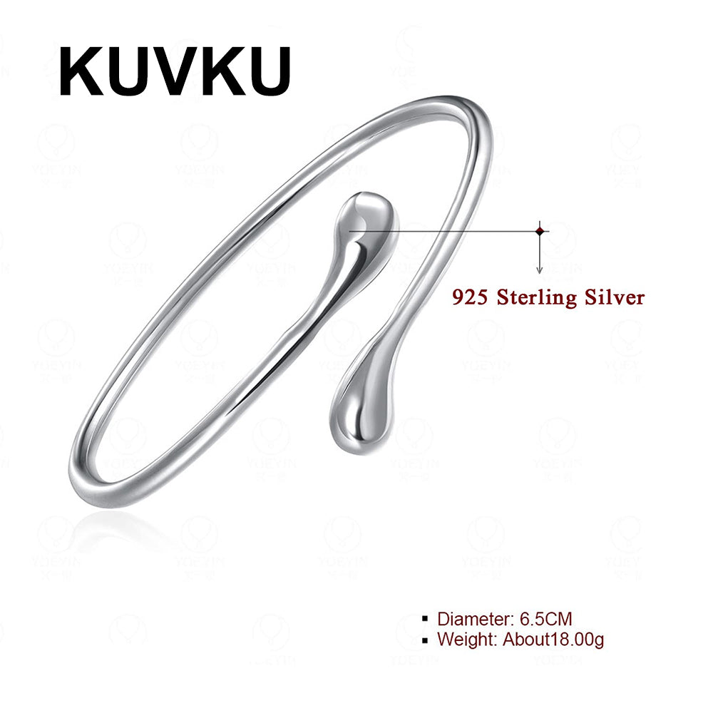 KUVKU Bracelet for Women 925 Sterling Silver Open Bangle Bracelet