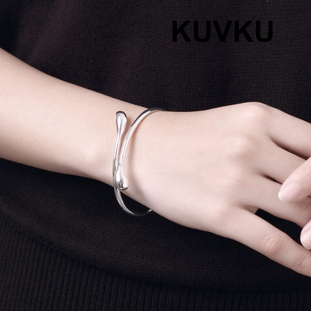 KUVKU Bracelet for Women 925 Sterling Silver Open Bangle Bracelet