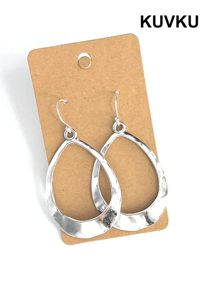 KUVKU Hoop Earrings Large Teardrop Hoop on Sterling Silver Earrings