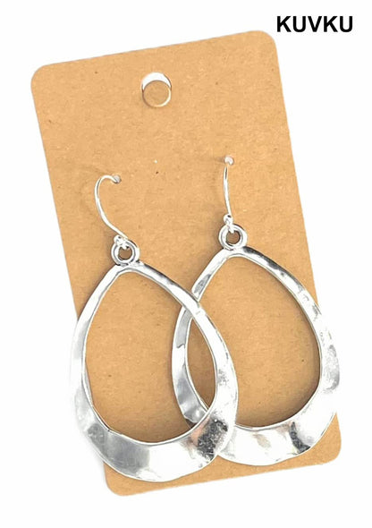 KUVKU Hoop Earrings Large Teardrop Hoop on Sterling Silver Earrings