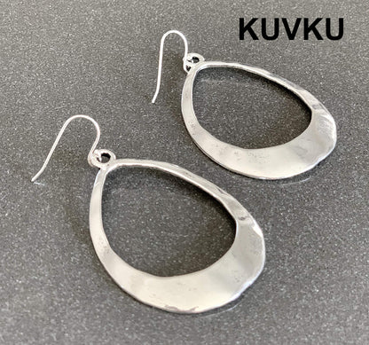 KUVKU Hoop Earrings Large Teardrop Hoop on Sterling Silver Earrings