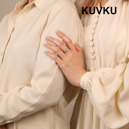 KUVKU Rings Sterling Silver Moon and Star Ring Set